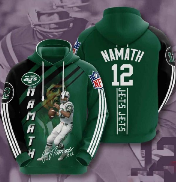Nfl New York Jets 3d Hoodies Namath 12