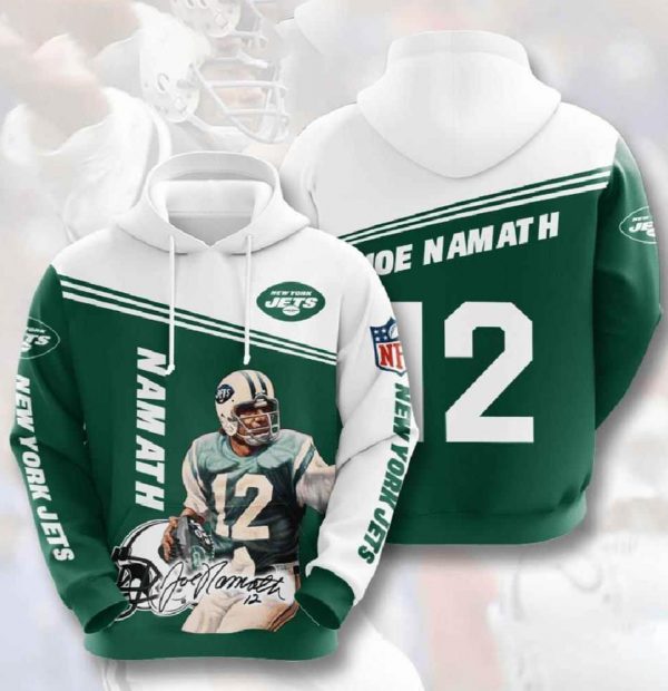 Nfl New York Jets 3d Hoodies Namath