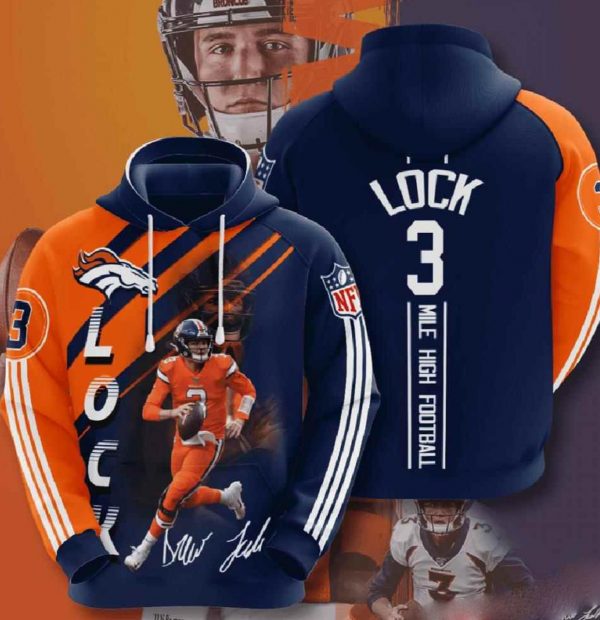 Nfl Denver Broncos 3d Hoodie Lock