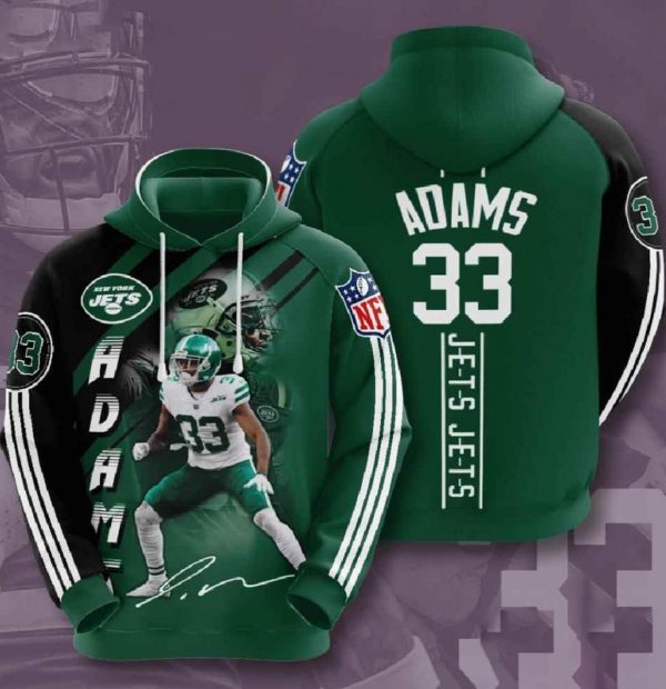 Nfl New York Jets 3d Hoodies Adams 33