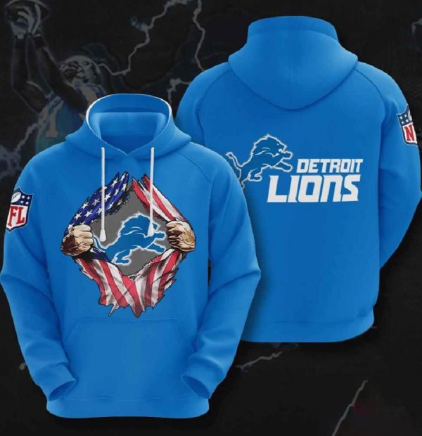 Nfl Detroit Lions Team 3d Hoodie