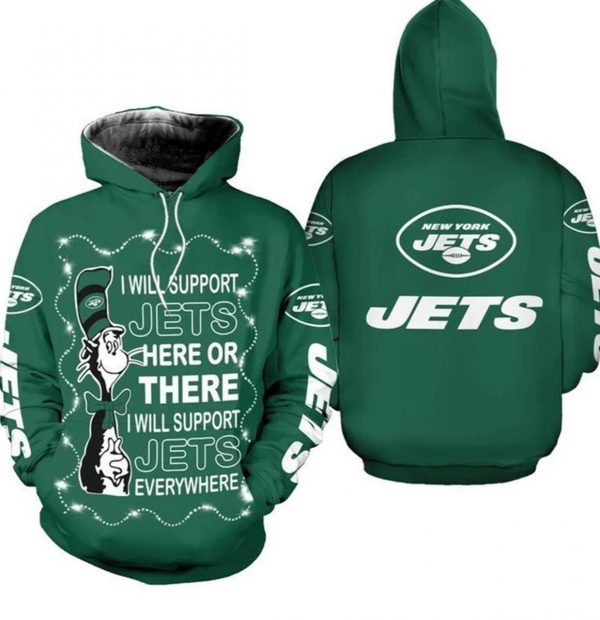 Nfl New York Jets The Cat In The Hat Gift For Fan 3d Hoodie