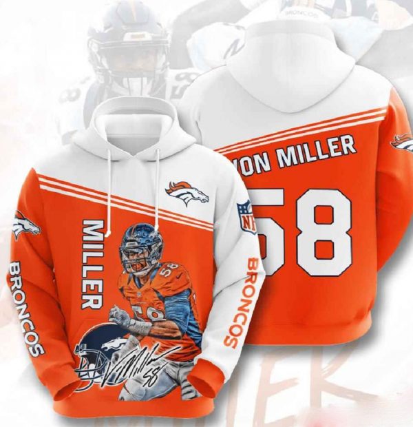 Nfl Denver Broncos 3d Hoodie Miller