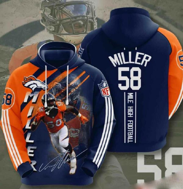 Nfl Denver Broncos 3d Hoodie Miller