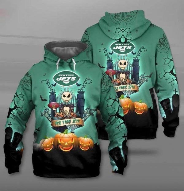 NFL New York Jets Jack Skellington Halloween Hoodie