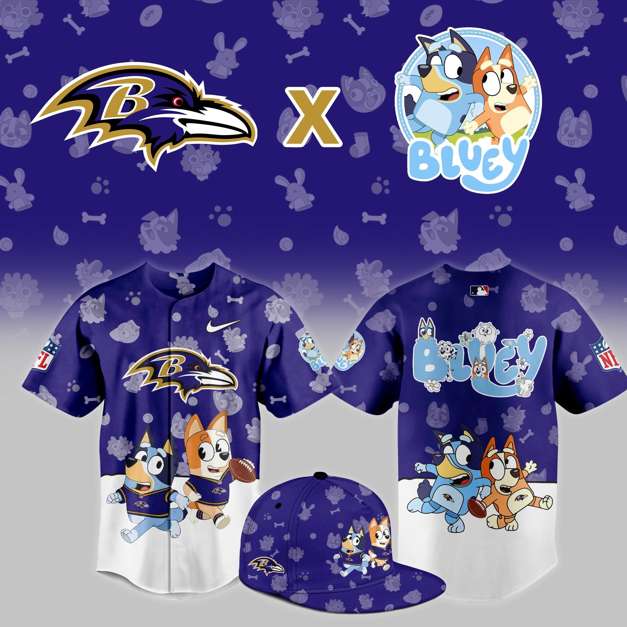 B.Ravens x Bluey Night Limited Jersey