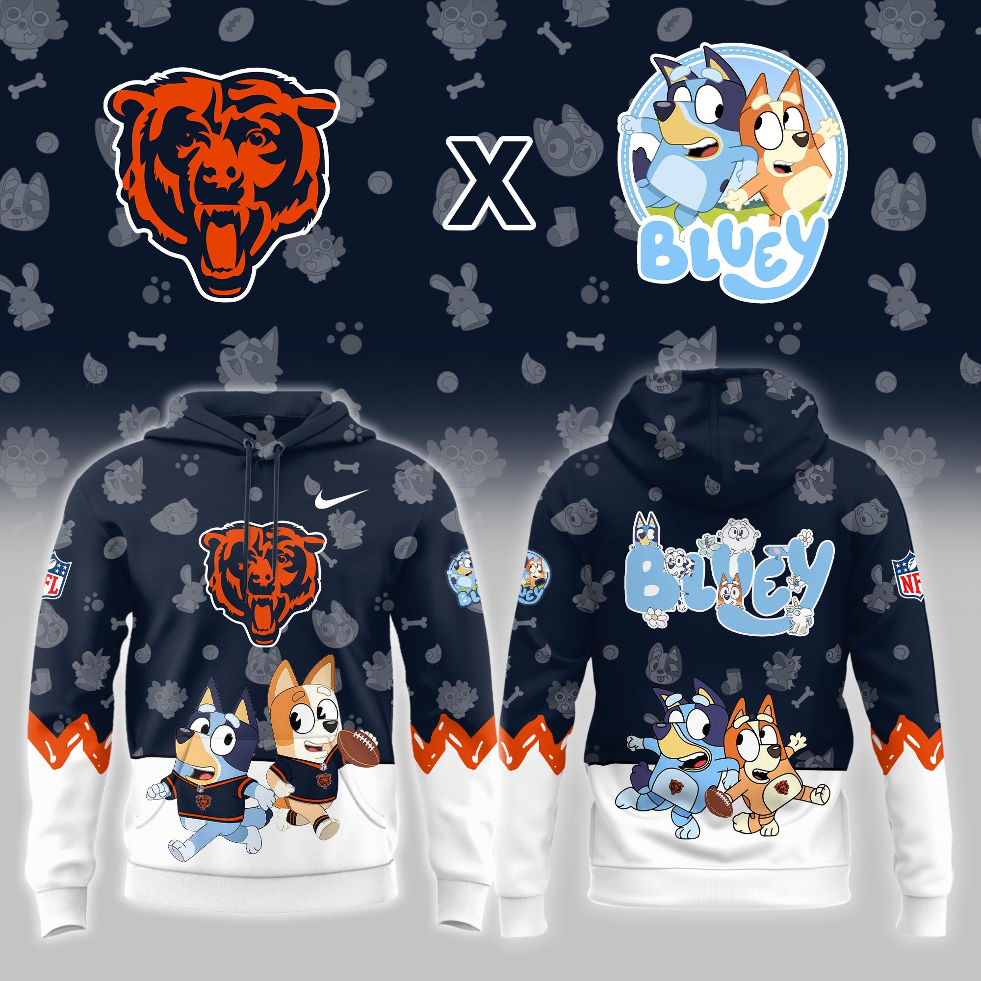 C.Bears x Bluey Night Limited Blue Hoodie