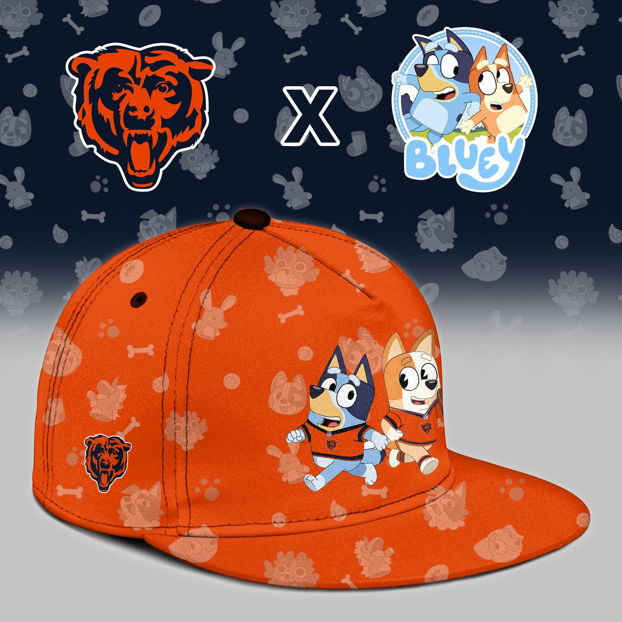 C.Bears x Bluey Night Limited Orange Hoodie
