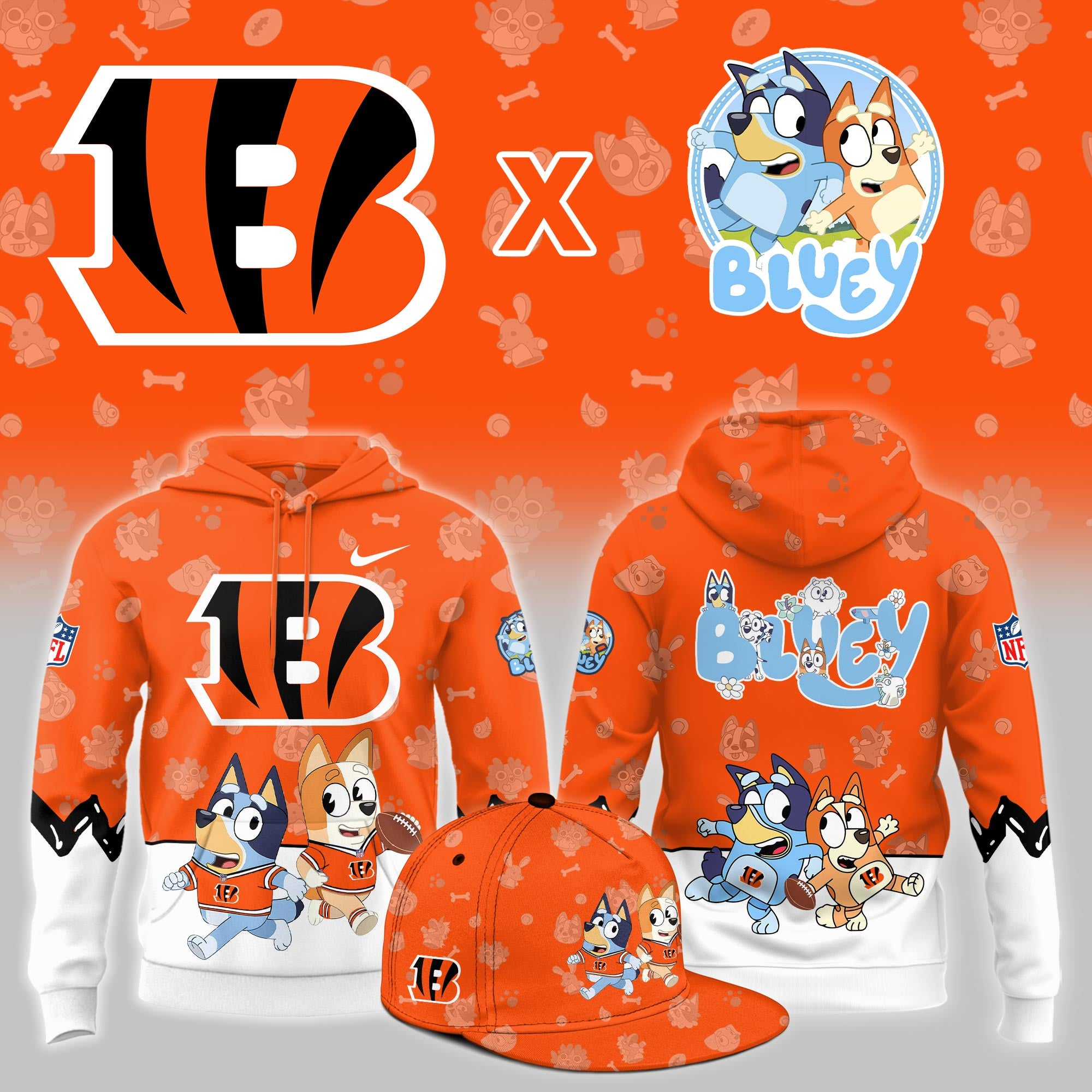 C.Bengals x Bluey Night Limited Hoodie