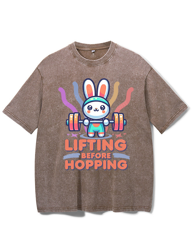 LIFTING BEFORE HOPPING VINTAGE GYM SHIRT