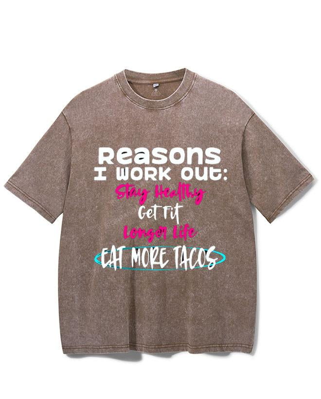 I WORKOUT BECAUSE TACOS  VINTAGE GYM SHIRT