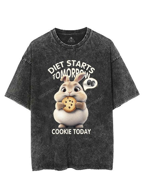 DIET STARTS TOMORROW COOKIE TODAY BUNNY VINTAGE GYM SHIRT