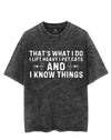 I LIFT HEAVY I PET CATS AND I KNOW THINGS VINTAGE GYM SHIRT