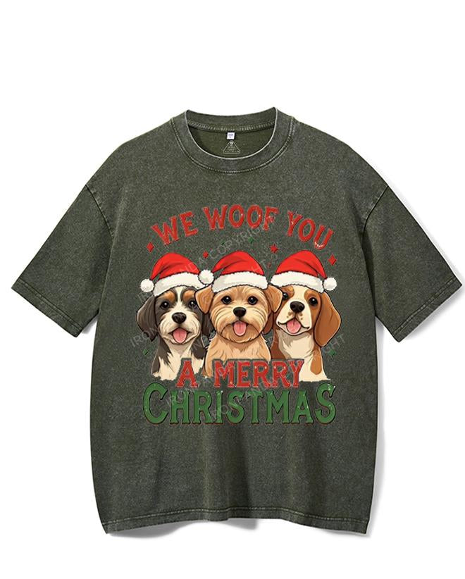 WE WOOF YOU A MERRY CHRISTMAS VINTAGE GYM SHIRT