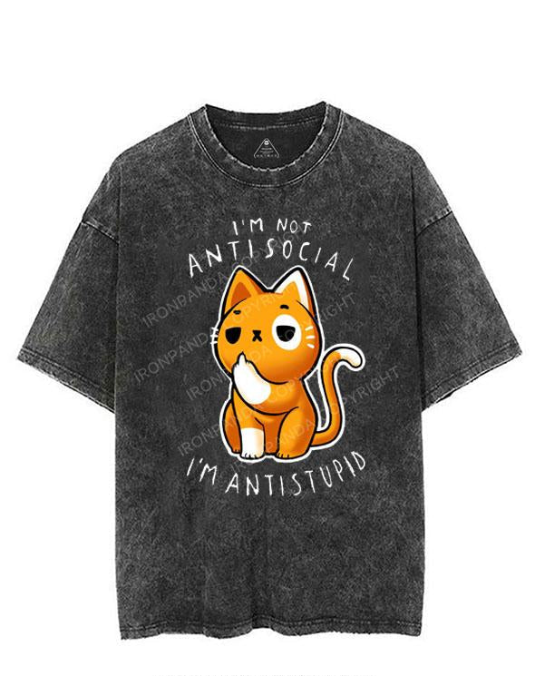 I'M NOT ANTISOCIAL I'M ANTISTUPID VINTAGE GYM SHIRT