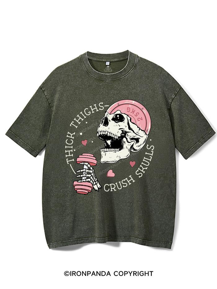THICK THIGHS CRUSH SKULLS VINTAGE GYM SHIRT