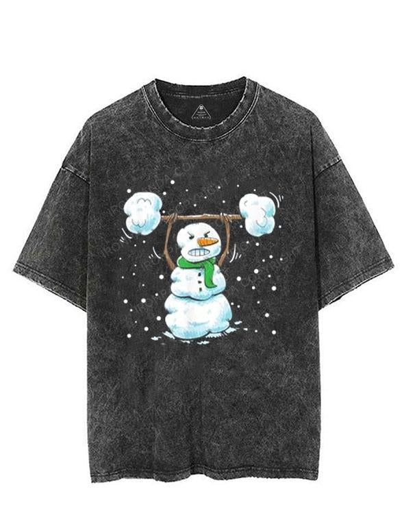 Christmas Weightlifting Snowman VINTAGE GYM SHIRT