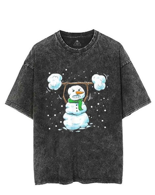 Christmas Weightlifting Snowman VINTAGE GYM SHIRT