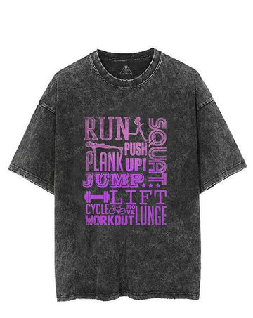 Run squat push up plank jump lift workout VINTAGE GYM SHIRT