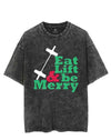 EAT LIFT & BE MERRY VINTAGE GYM SHIRT