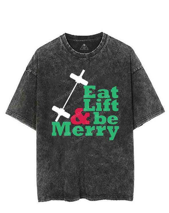 EAT LIFT & BE MERRY VINTAGE GYM SHIRT