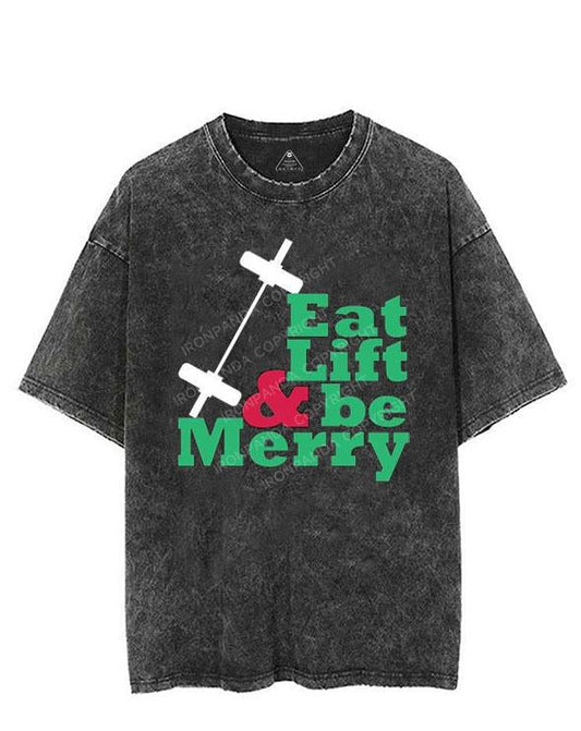 EAT LIFT & BE MERRY VINTAGE GYM SHIRT