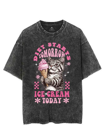 DIET STARTS TOMORROW, ICE CREAM TODAY VINTAGE GYM SHIRT