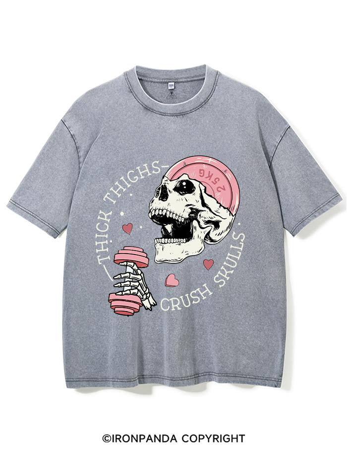 THICK THIGHS CRUSH SKULLS VINTAGE GYM SHIRT