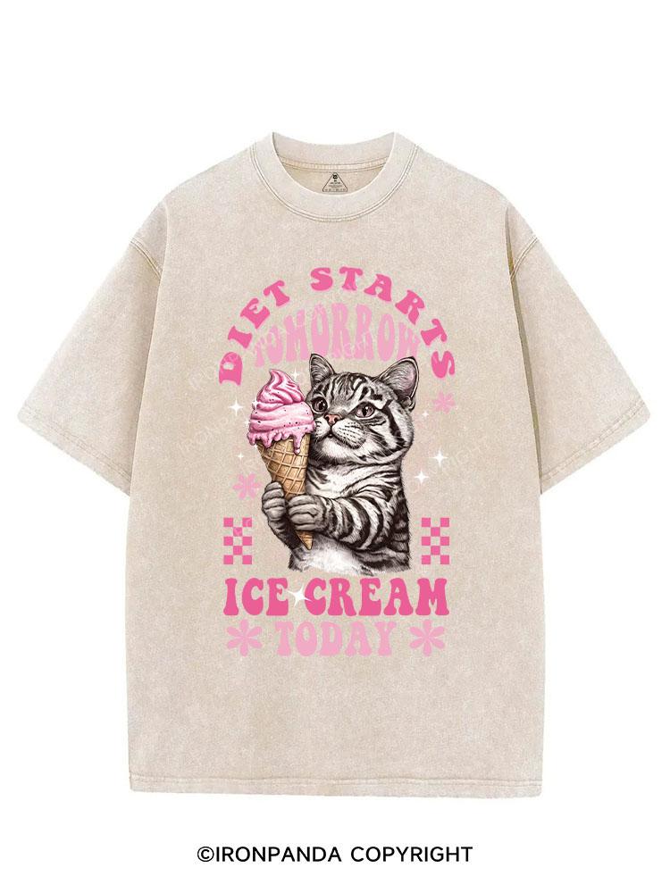 DIET STARTS TOMORROW, ICE CREAM TODAY VINTAGE GYM SHIRT