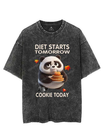 DIET STARTS TOMORROW COOKIE TODAY PANDA VINTAGE GYM SHIRT