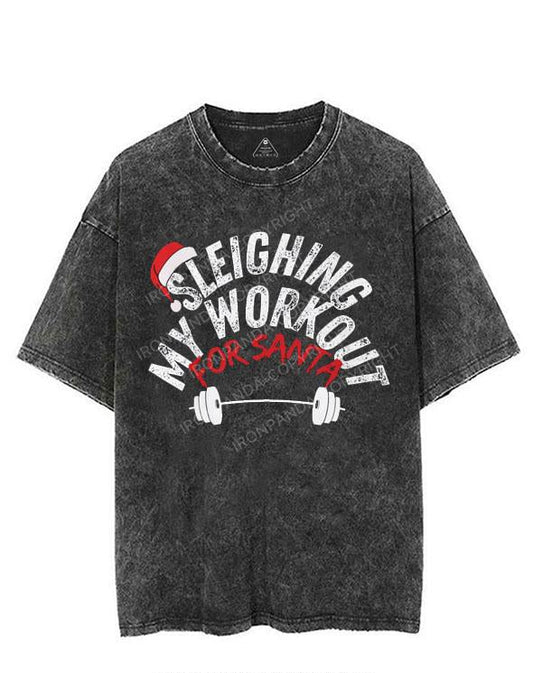 SLEIGHING MY WORKOUT FOR SANTA VINTAGE GYM SHIRT