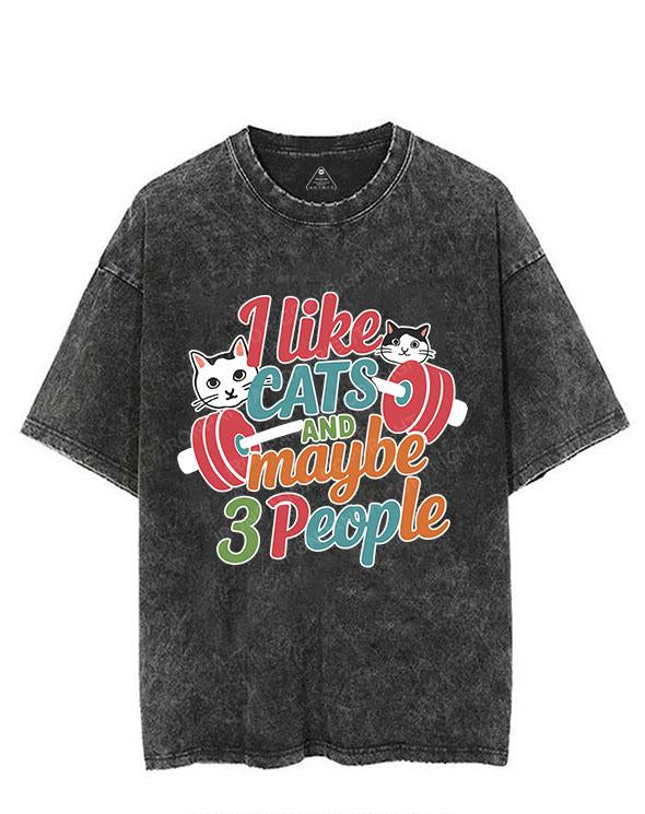 I LIKE CATS AND MAYBE 3 PEOPLE VINTAGE GYM SHIRT