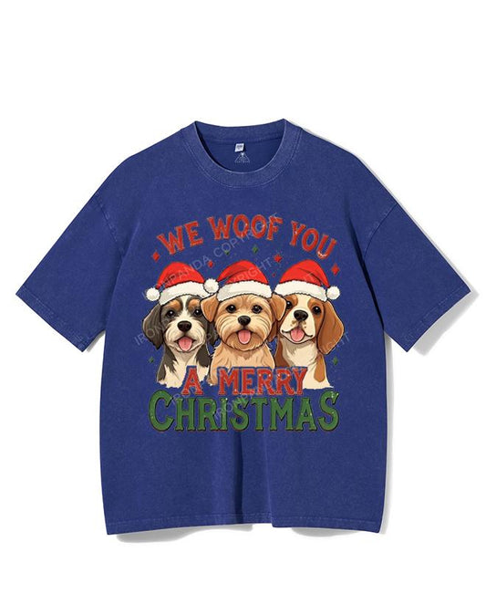 WE WOOF YOU A MERRY CHRISTMAS VINTAGE GYM SHIRT