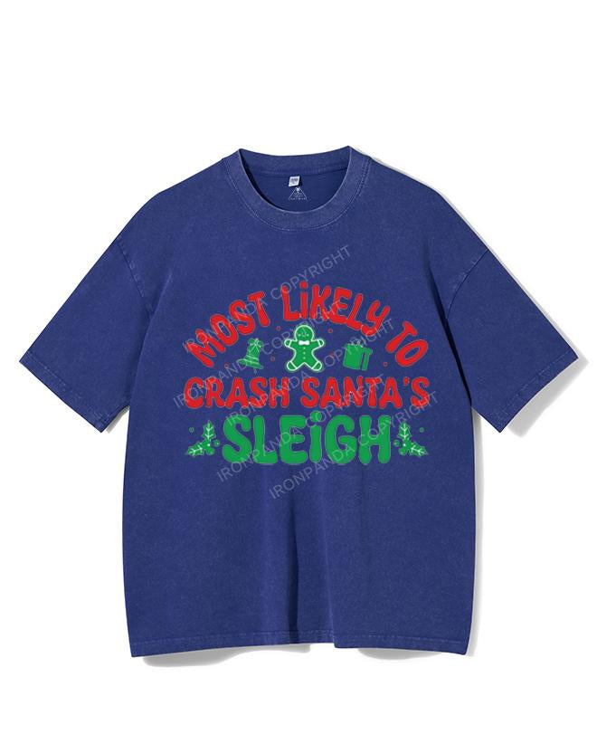 MOST LIKELY TO CRASH SANTA'S SLEIGH VINTAGE GYM SHIRT