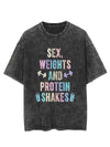 SEX WEIGHTS AND PROTEIN SHAKES VINTAGE GYM SHIRT