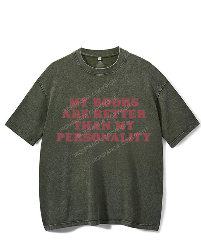 MY BOOBS ARE BETTER THAN MY PERSONALITY VINTAGE GYM SHIRT