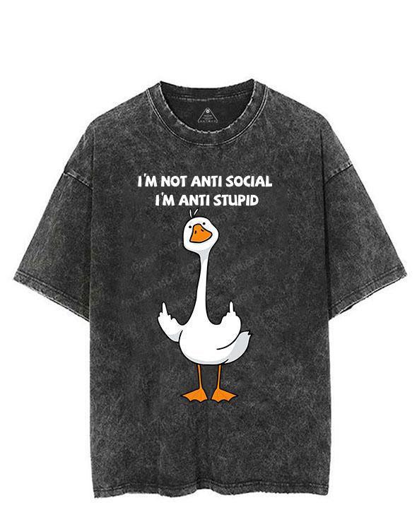 I'M NOT ANTI SOCIAL I'M ANTI STUPID VINTAGE GYM SHIRT
