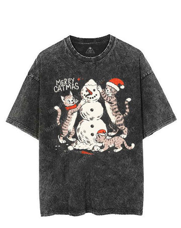 MERRY CATMAS VINTAGE GYM SHIRT