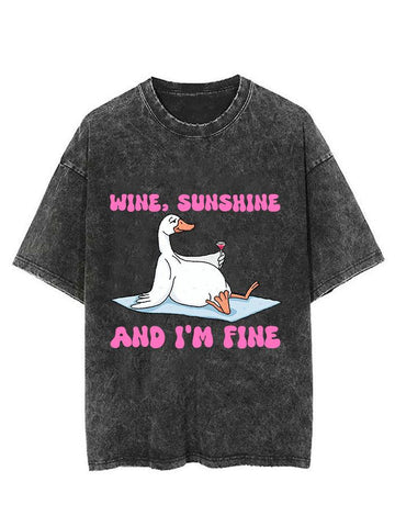 Wine sunshine and I'm fine Vintage Gym Shirt
