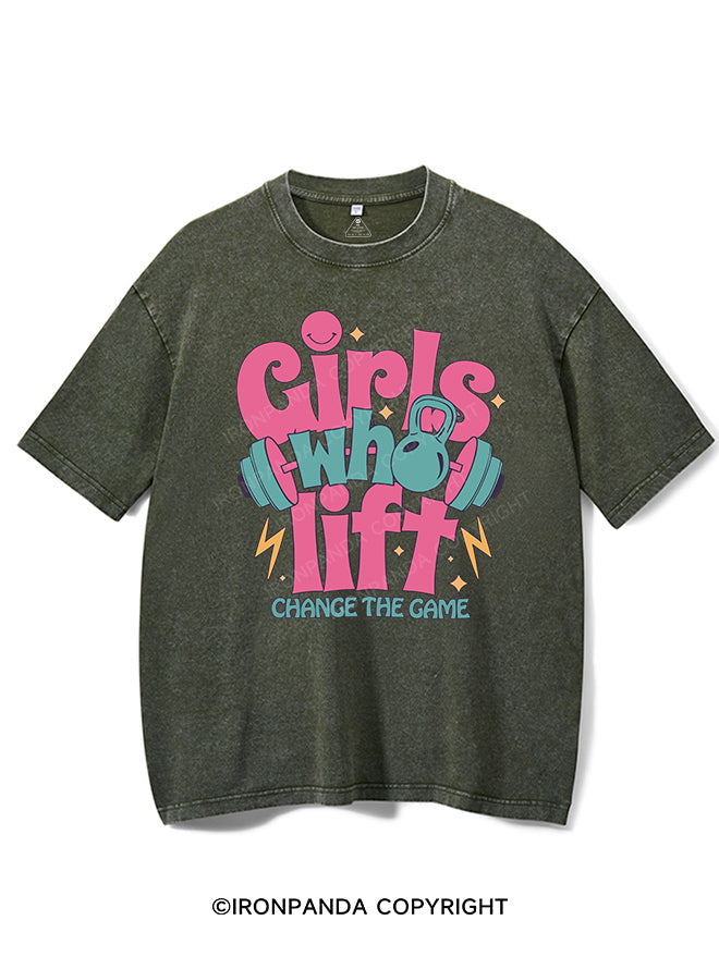 GIRLS WHO LIFT CHANGE THE GAME VINTAGE GYM SHIRT