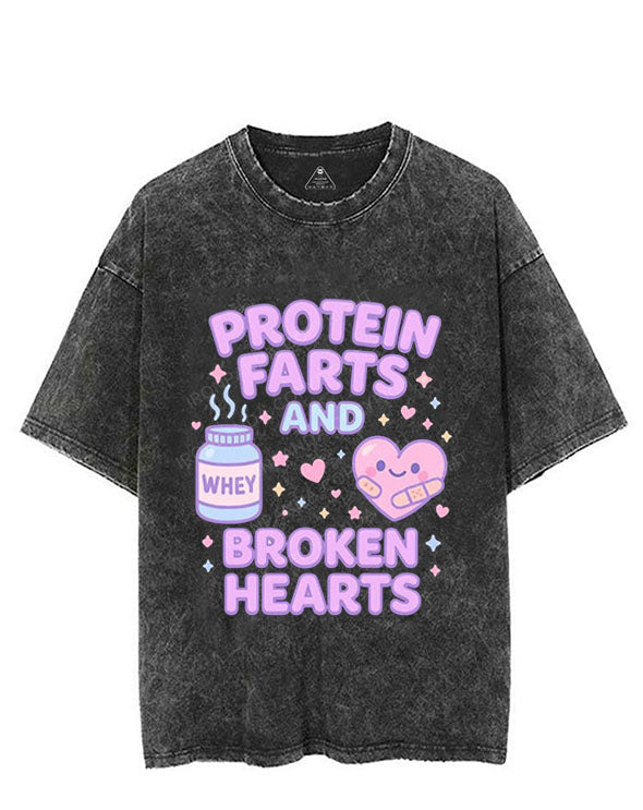 PROTEIN FARTS AND BROKEN HEARTS VINTAGE GYM SHIRT