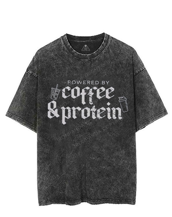 POWERED BY COFFEE & PROTEIN VINTAGE GYM SHIRT