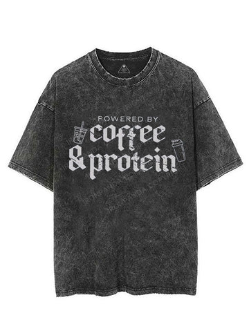POWERED BY COFFEE & PROTEIN VINTAGE GYM SHIRT