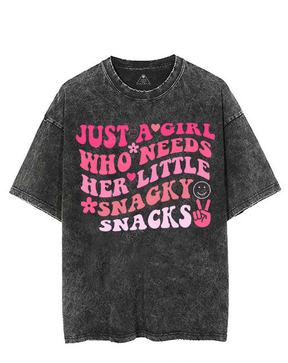 JUST A GIRL WHO NEEDS HER LITTLE SNAGKY SNACKS VINTAGE GYM SHIRT