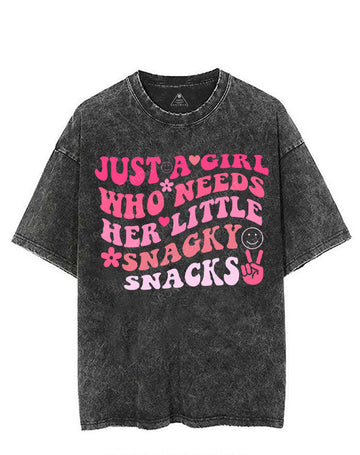 JUST A GIRL WHO NEEDS HER LITTLE SNAGKY SNACKS VINTAGE GYM SHIRT