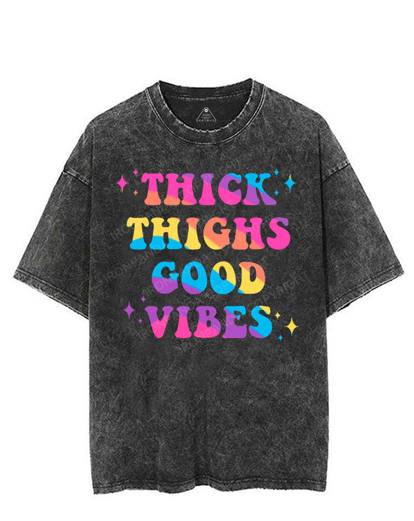 THICK THIGHS GOOD VIBES VINTAGE GYM SHIRT