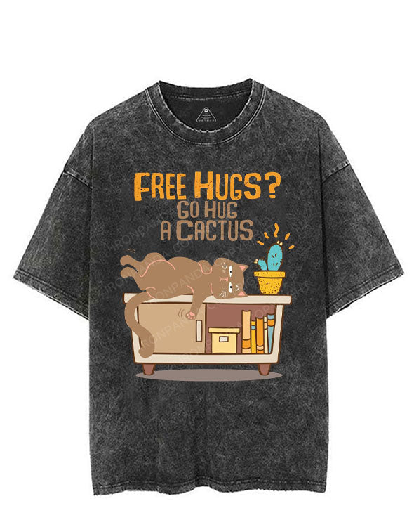 FREE HUGS GO HUG A CACTUS VINTAGE GYM SHIRT