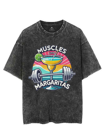 MUSCLES AND MARGARITAS VINTAGE GYM SHIRT