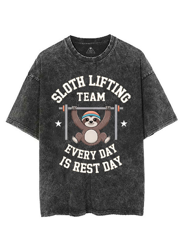 SLOTH LIFTING TEAM EVERYDAY IS REST DAY VINTAGE GYM SHIRT