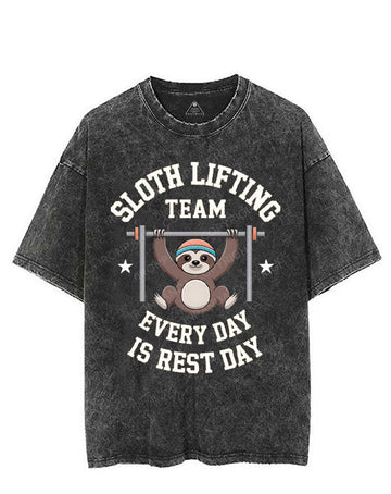 SLOTH LIFTING TEAM EVERYDAY IS REST DAY VINTAGE GYM SHIRT